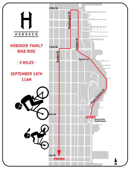Family Bike Ride Map_Designed For The City of Hoboken_2019 Larisa Karamchakova